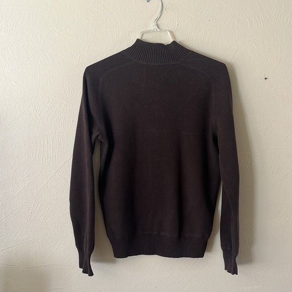 MERONA Cashmere Blend Quarter Zip Sweater Dark Brown Long Sleeves Size Small - Picture 4 of 12